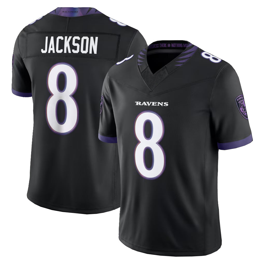 Tlead B.Ravens #8 Lamar Jackson Player Black Limited Elite Home Game Stitched Jerseys