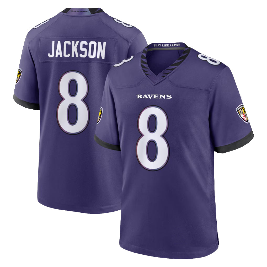 Tlead B.Ravens #8 Lamar Jackson Player Purple Home Game Stitched Jerseys