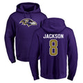 Tlead B.Ravens #8 Lamar Jackson Player Purple Salute to Service Pullover Hoodie Stitched Jerseys