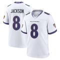 Tlead B.Ravens #8 Lamar Jackson Player White Home Game Stitched Jerseys