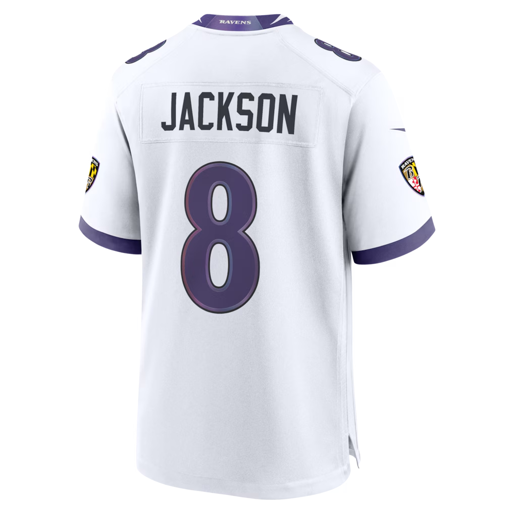 Tlead B.Ravens #8 Lamar Jackson White Game Stitched Jerseys