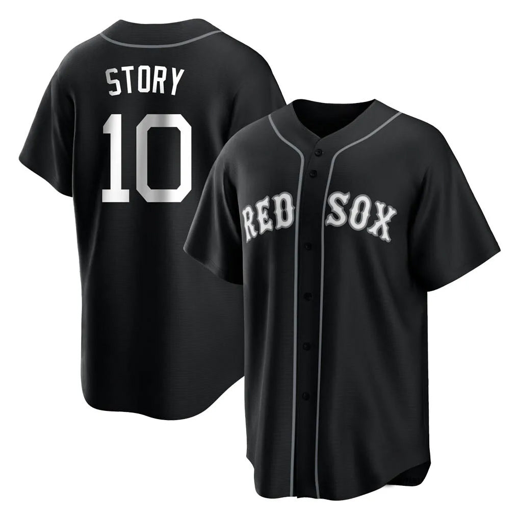 Tlead B.Red Sox #10 Trevor Story Player Black Home Game Stitched Jerseys