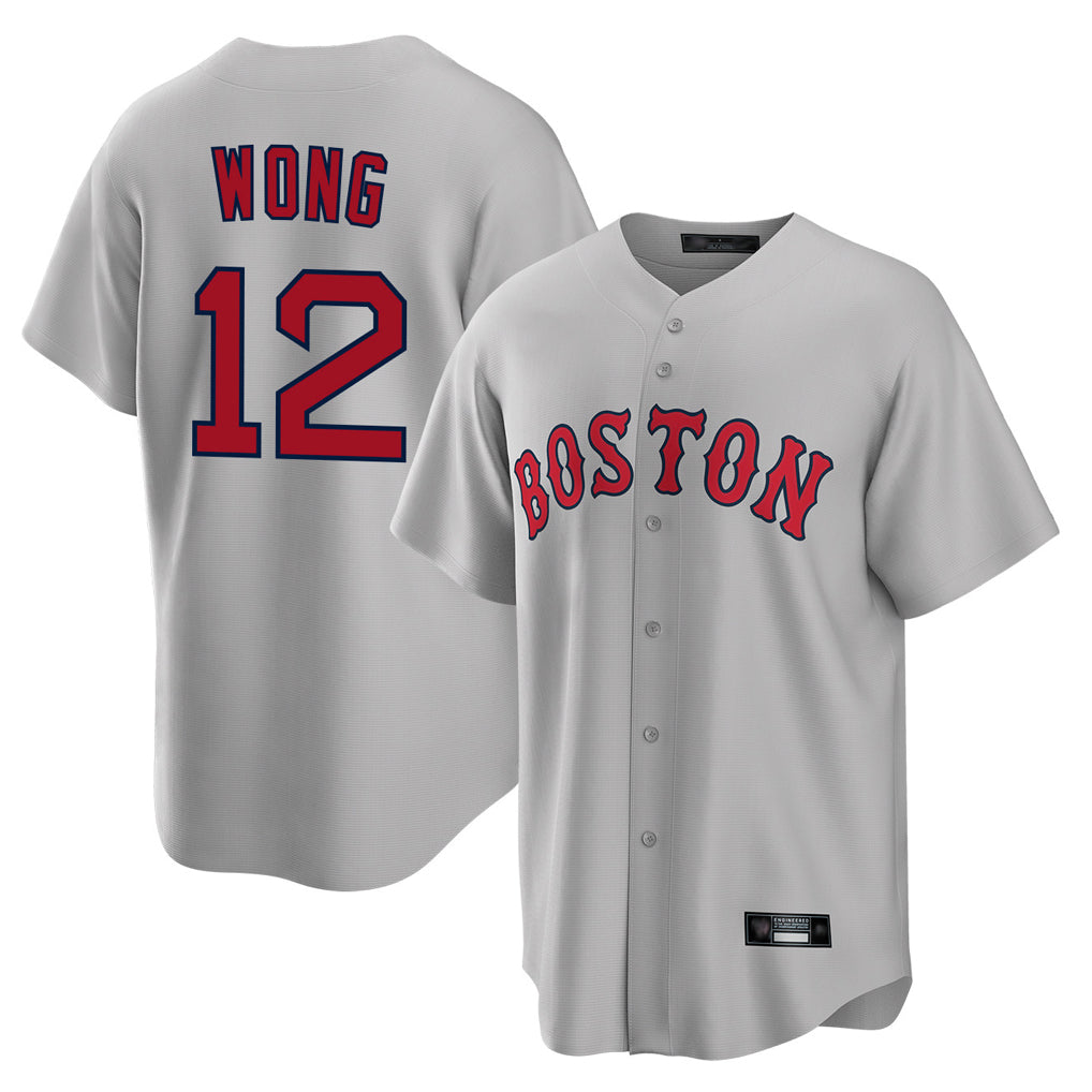 Tlead B.Red Sox #12 Connor Wong Player Gray Road Home Game Stitched Jerseys