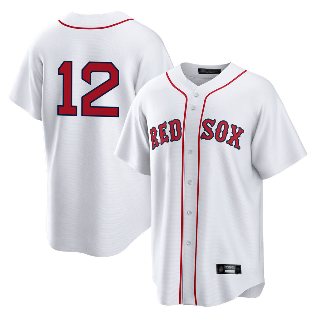 Tlead B.Red Sox #12 Connor Wong Player White Home Game Stitched Jerseys