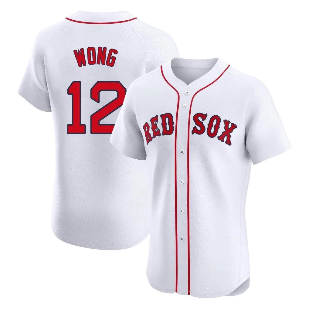 Tlead B.Red Sox #12 Connor Wong Player White Limited Elite Home Game Stitched Jerseys