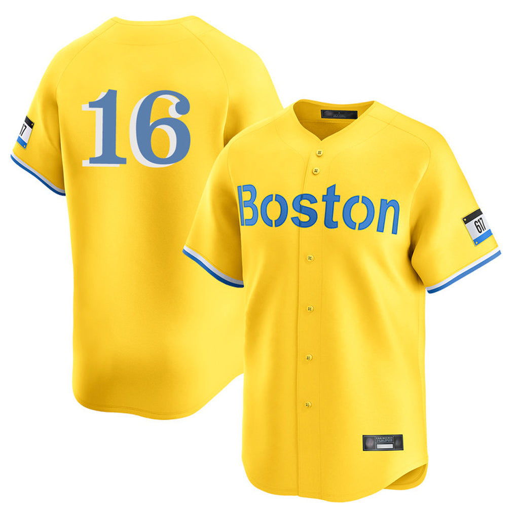 Tlead B.Red Sox #16 Jarren Duran Player Yellow Limited Home Game Stitched Jersey