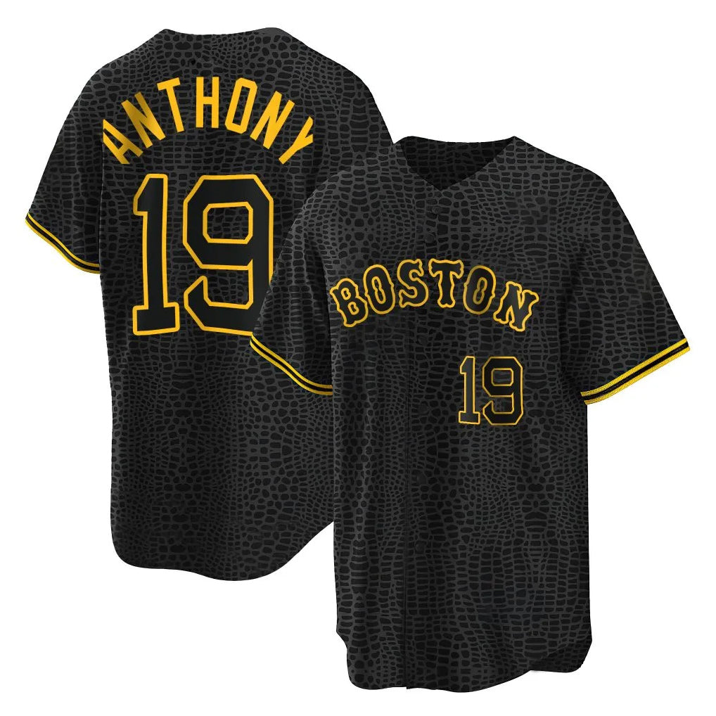 Tlead B.Red Sox #19 Roman Anthony Player Black Snake Skin City Home Game Stitched Jerseys