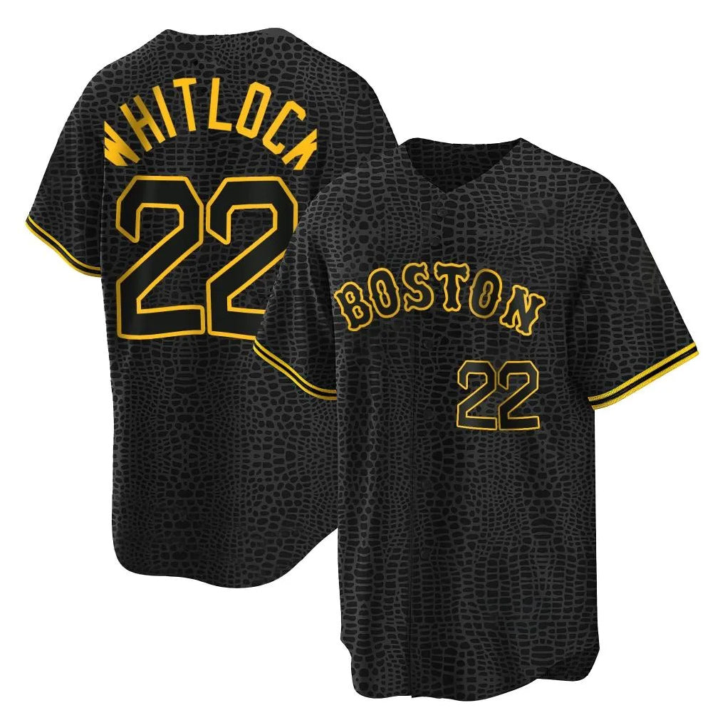 Tlead B.Red Sox #22 Garrett Whitlock Player Black Snake Skin City Home Game Stitched Jerseys