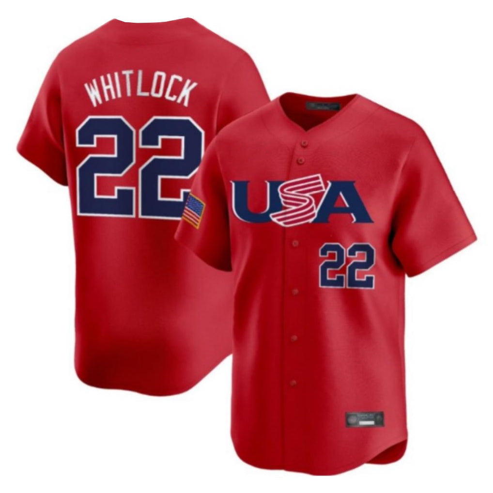 Tlead B.Red Sox #22 Garrett Whitlock Player Red USA World Classic Home Game Stitched Jerseys
