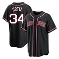 Tlead B.Red Sox #34 David Ortiz Player Black Out Home Game Stitched Jerseys