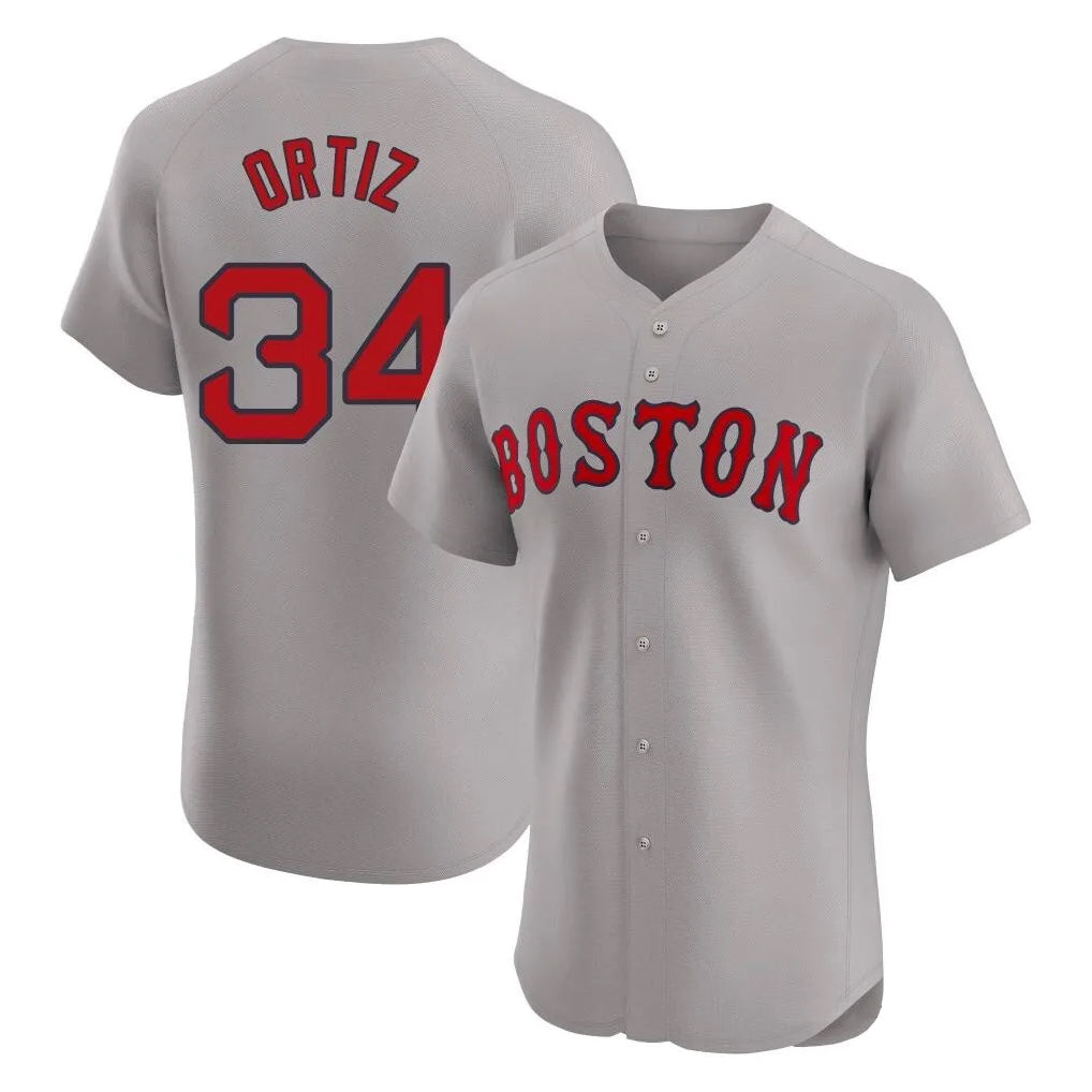 Tlead B.Red Sox #34 David Ortiz Player Gray Road Limited Elite Home Game Stitched Jerseys