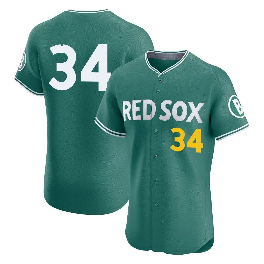 Tlead B.Red Sox #34 David Ortiz Player Green City Connect Limited Elite Home Game Stitched Jerseys