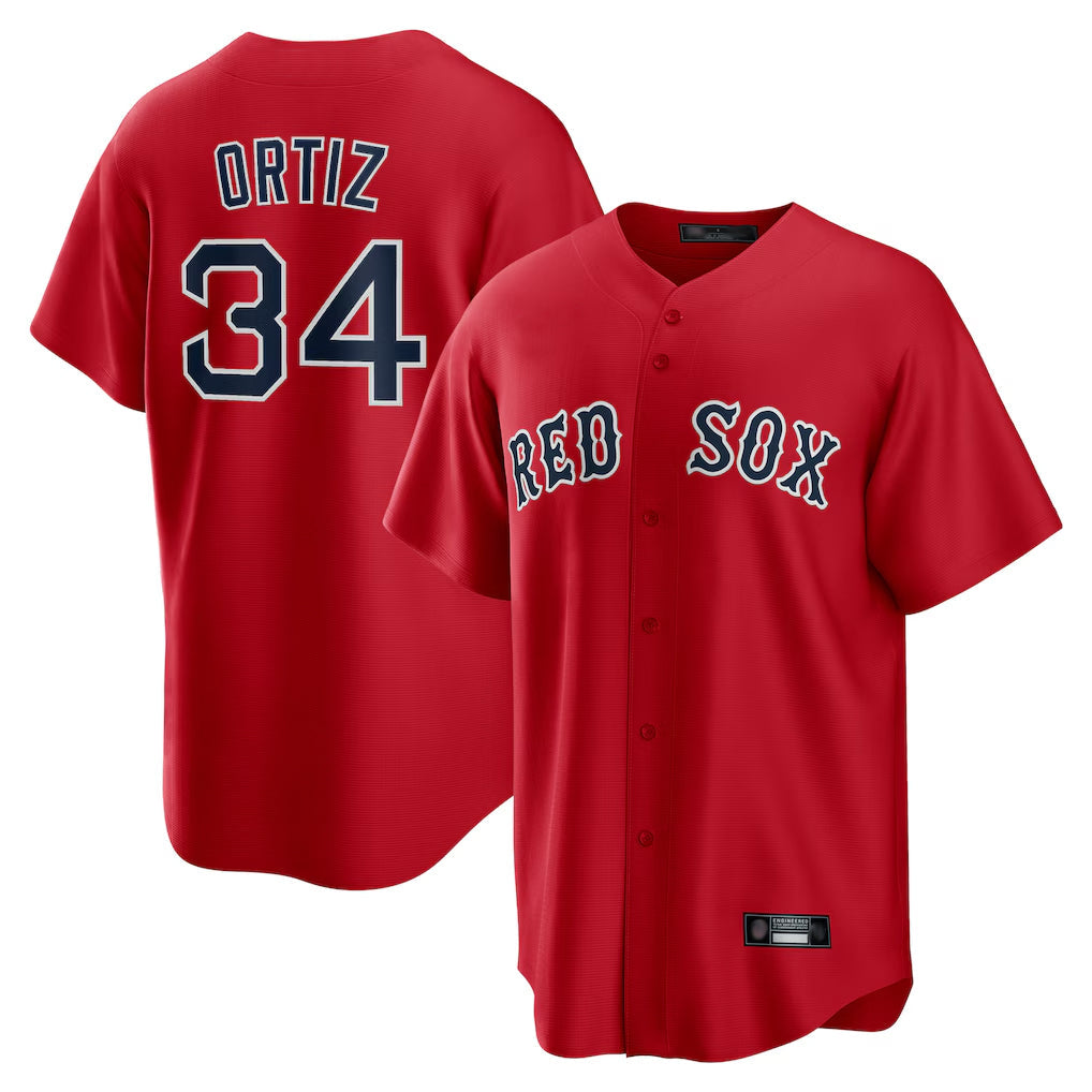 Tlead B.Red Sox #34 David Ortiz Player Red Home Game Stitched Jerseys