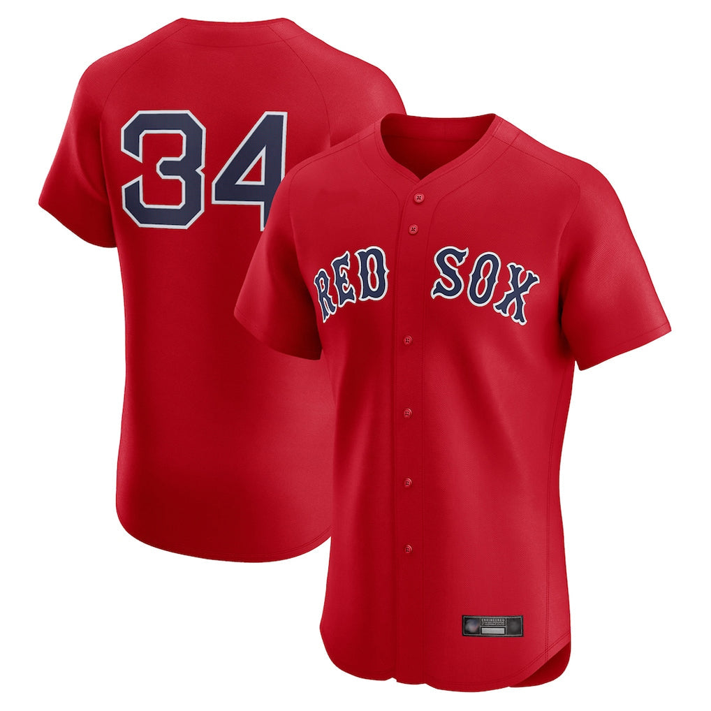 Tlead B.Red Sox #34 David Ortiz Player Red Limited Elite Home Game Stitched Jerseys