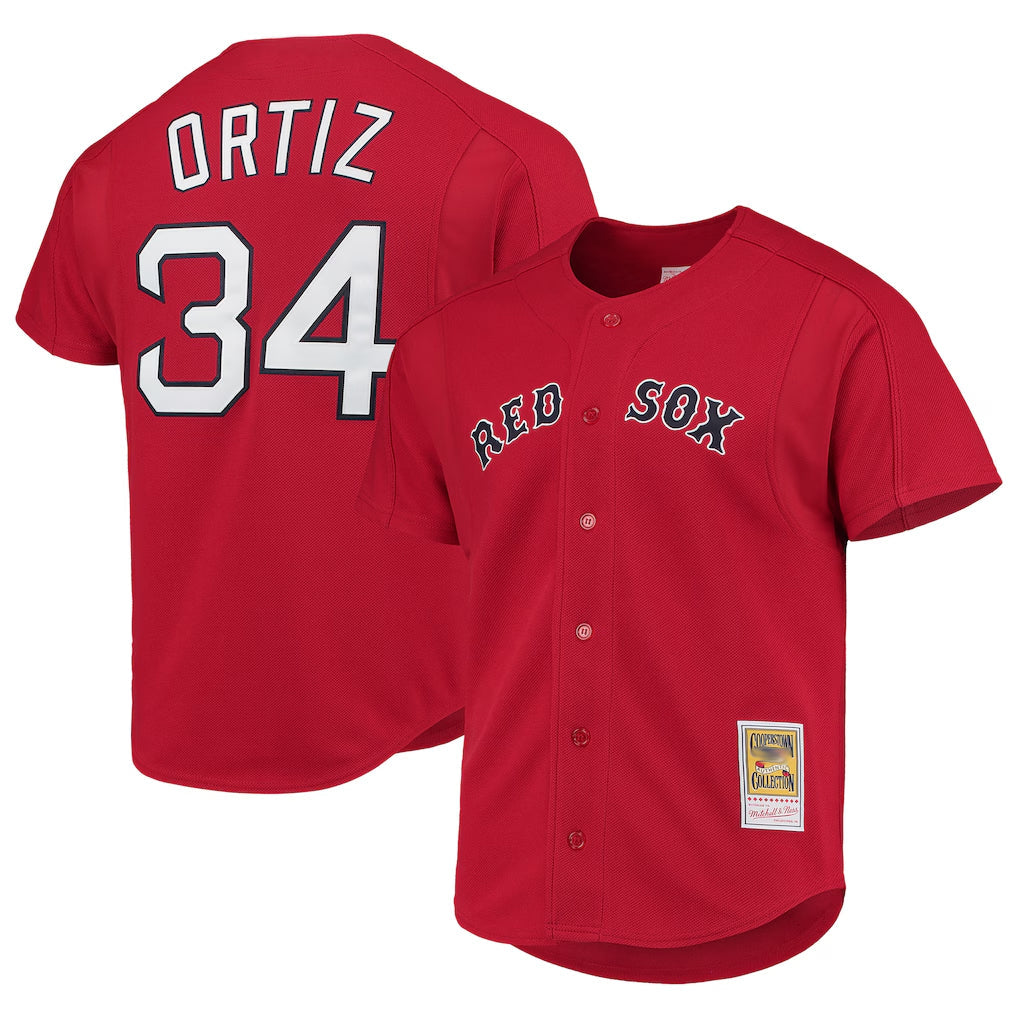 Tlead B.Red Sox #34 David Ortiz Player Red Mitchell & Ness Cooperstown Collection Home Stitched Jerseys