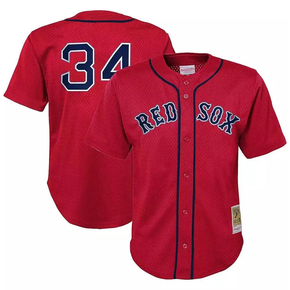 Tlead B.Red Sox #34 David Ortiz Player Red Mitchell & Ness Cooperstown Collection Mesh Home Stitched Jerseys