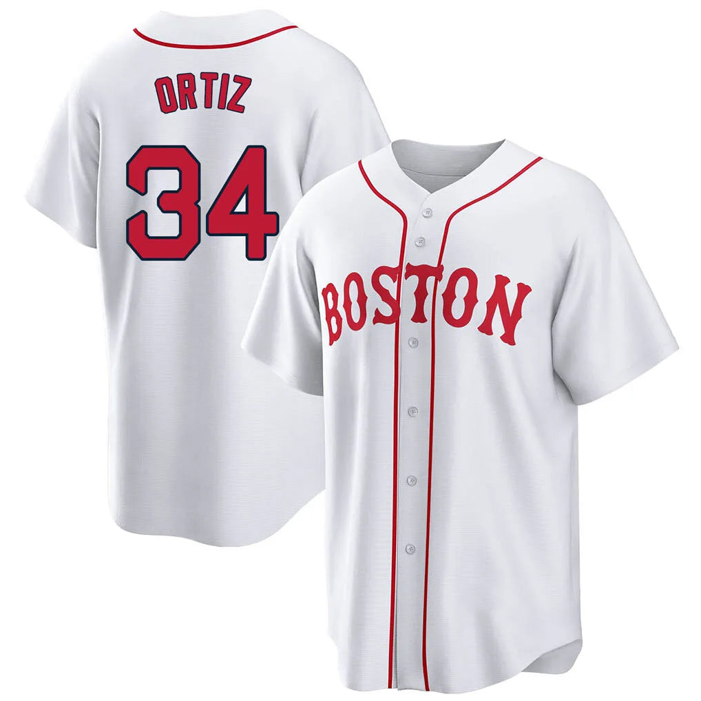 Tlead B.Red Sox #34 David Ortiz Player White Game Home Stitched Jerseys