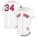 Tlead B.Red Sox #34 David Ortiz Player White Mitchell & Ness Cooperstown Collection Mesh Home Stitched Jerseys