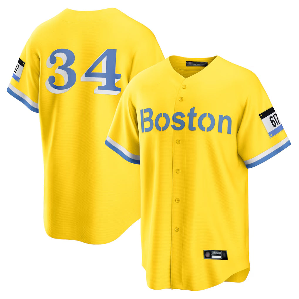 Tlead B.Red Sox #34 David Ortiz Player Yellow Home Game Stitched Jerseys