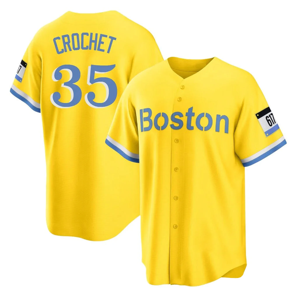 Tlead B.Red Sox #35 Garrett Crochet Player Yellow Home Game Stitched Jerseys