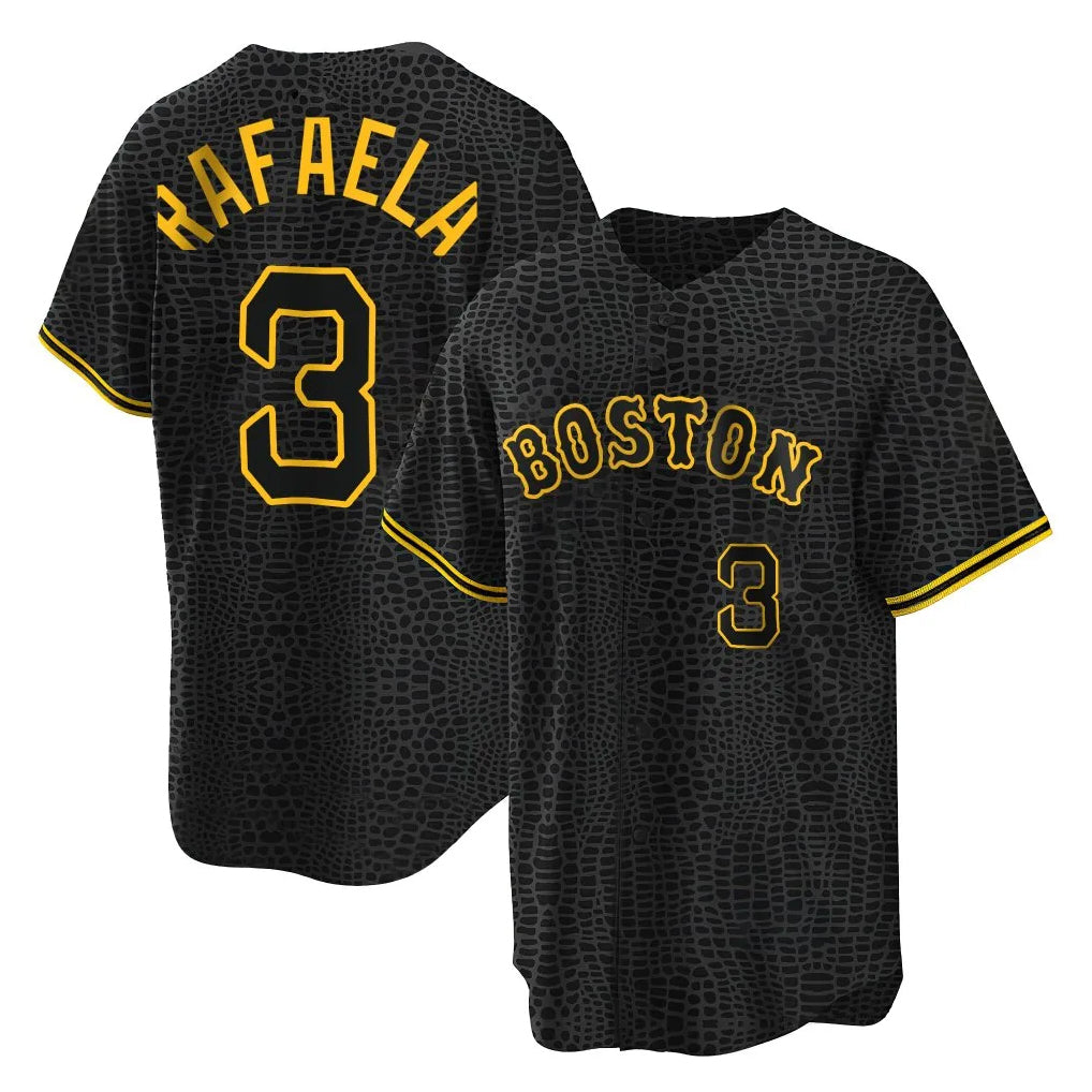 Tlead B.Red Sox #3 Ceddanne Rafaela Player Black Snake Skin City Home Game Stitched Jerseys