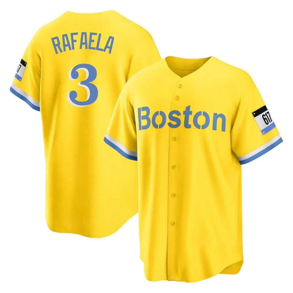 Tlead B.Red Sox #3 Ceddanne Rafaela Player Yellow Home Game Stitched Jersey