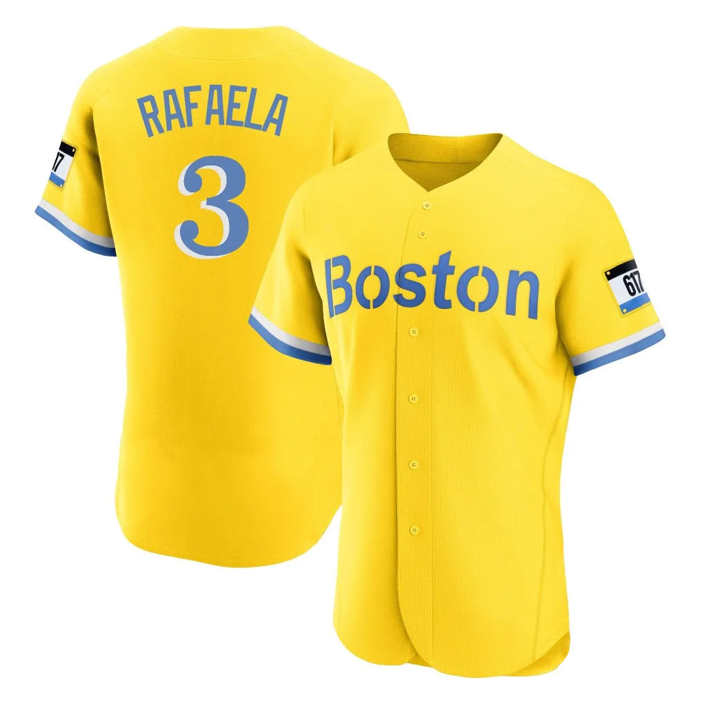 Tlead B.Red Sox #3 Ceddanne Rafaela Player Yellow Limited Elite Home Game Stitched Jersey