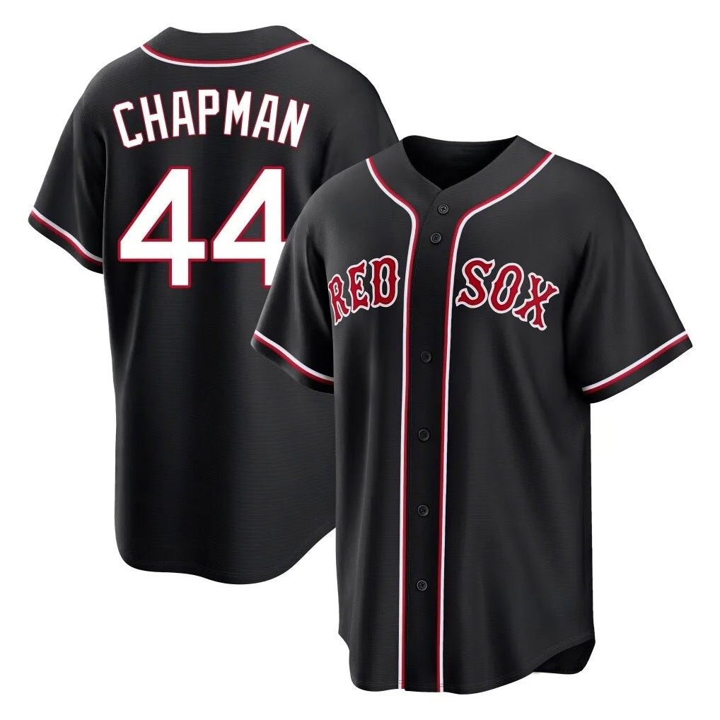 Tlead B.Red Sox #44 Aroldis Chapman Player Black Out Home Game Stitched Jerseys