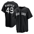 Tlead B.Red Sox #49 Tim Wakefield Player Black Home Game Stitched Jerseys