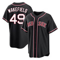 Tlead B.Red Sox #49 Tim Wakefield Player Black Out Home Game Stitched Jerseys