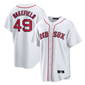 Tlead B.Red Sox #49 Tim Wakefield Player White Home Game Stitched Jerseys