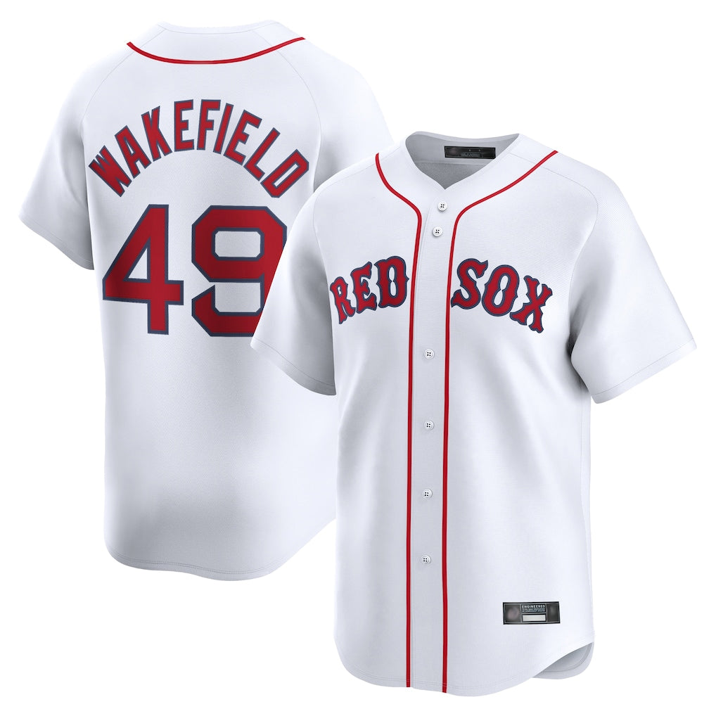 Tlead B.Red Sox #49 Tim Wakefield Player White Limited Home Game Stitched Jerseys