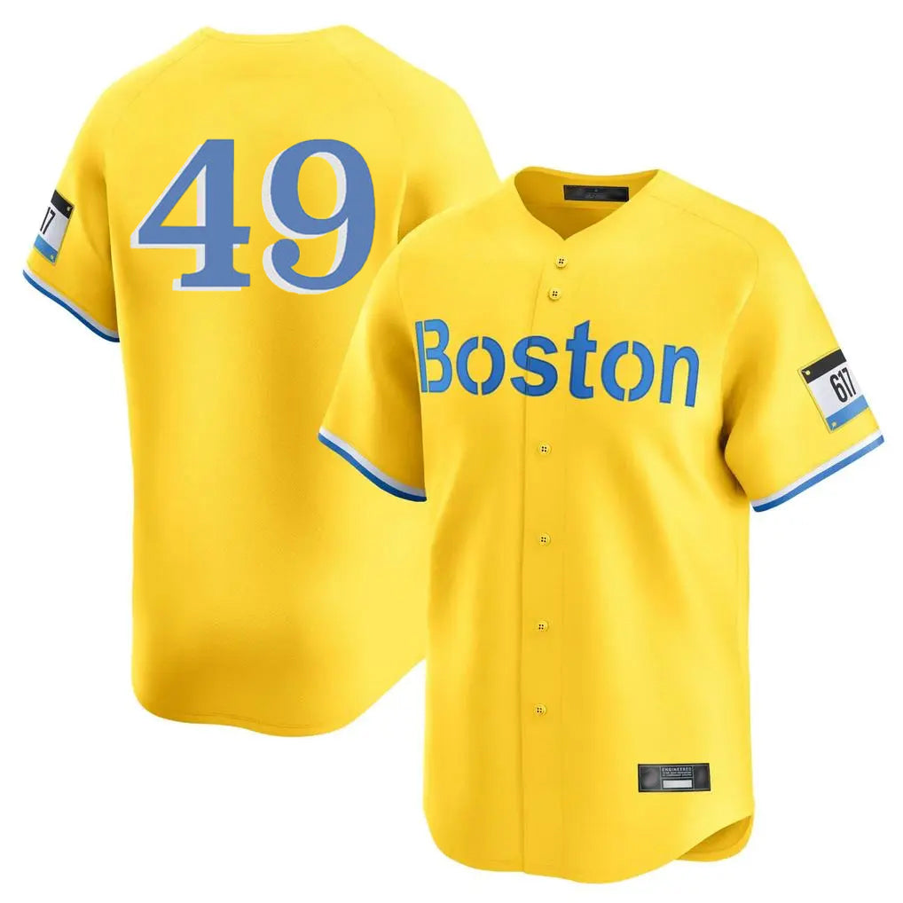 Tlead B.Red Sox #49 Tim Wakefield Player Yellow Limited Home Game Stitched Jerseys