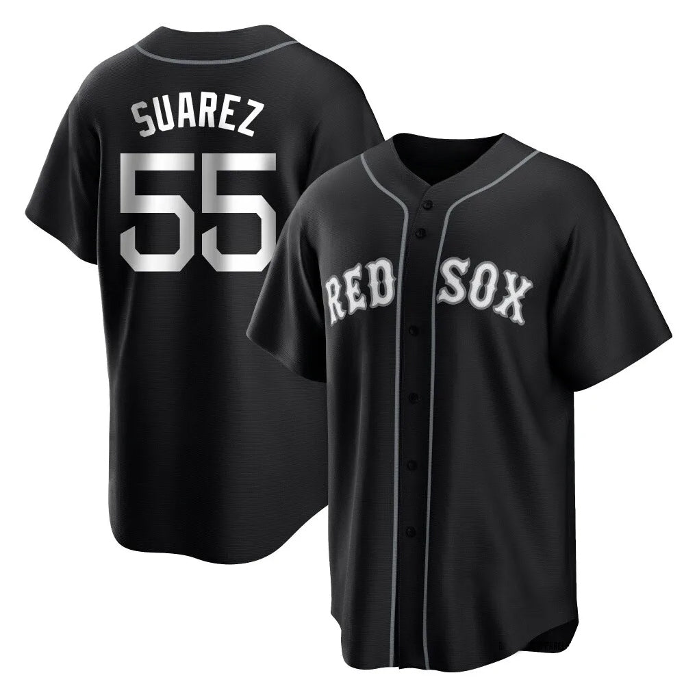 Tlead B.Red Sox #55 Ranger Su¡§¡érez Player Black Home Game Stitched Jerseys