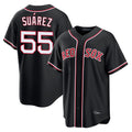 Tlead B.Red Sox #55 Ranger Su¡§¡érez Player Black Out Home Game Stitched Jerseys