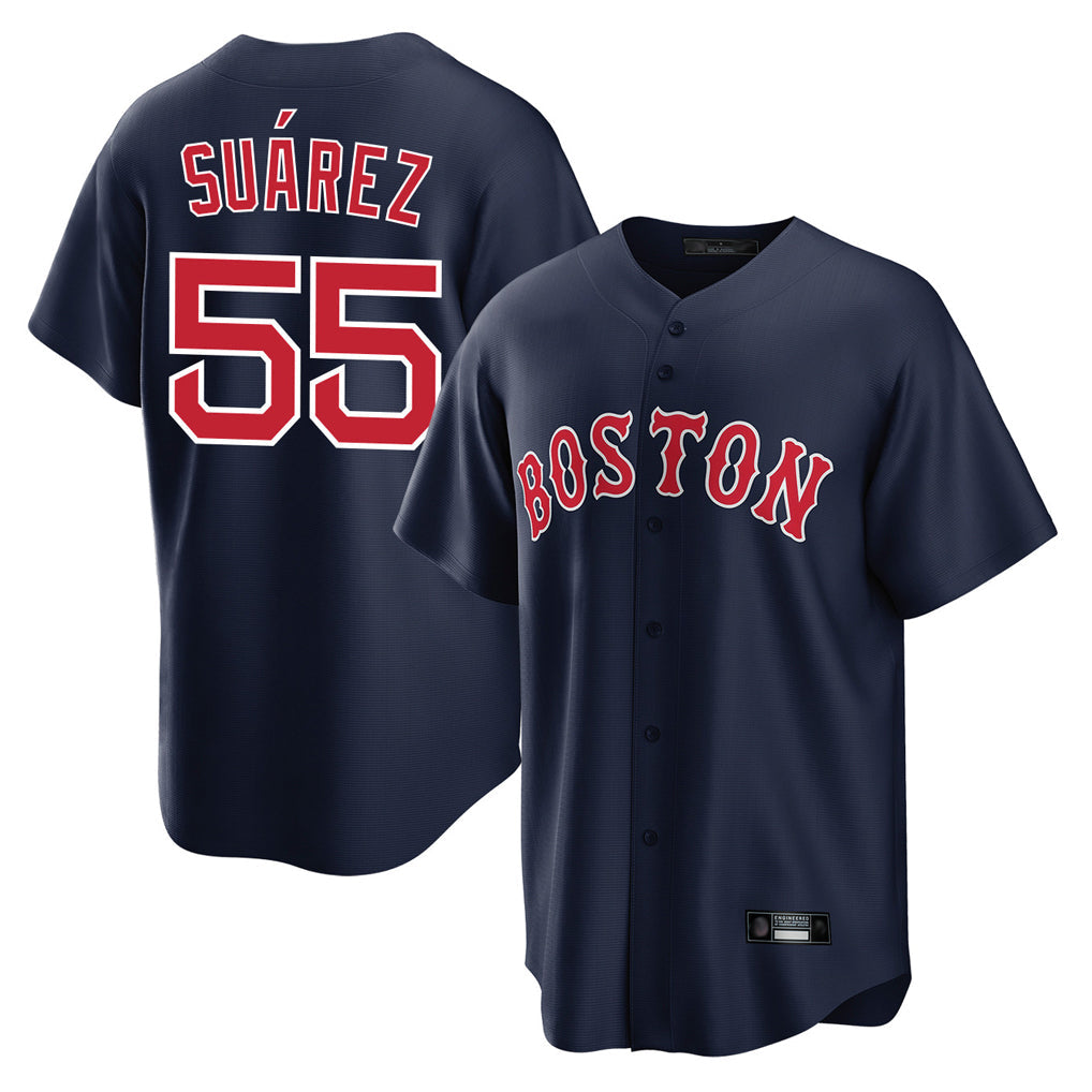 Tlead B.Red Sox #55 Ranger Su¡§¡érez Player Navy Home Game Stitched Jerseys