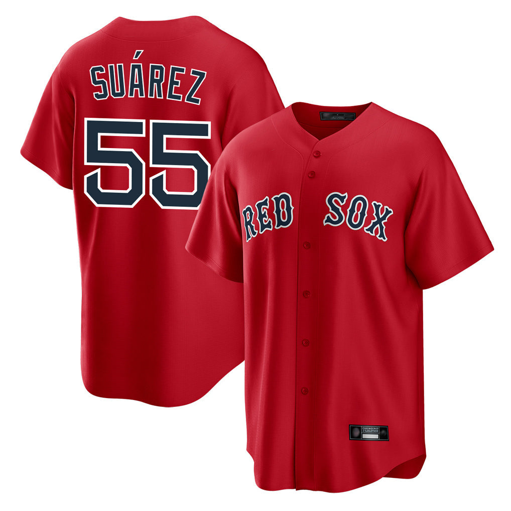 Tlead B.Red Sox #55 Ranger Su¡§¡érez Player Red Home Game Stitched Jerseys