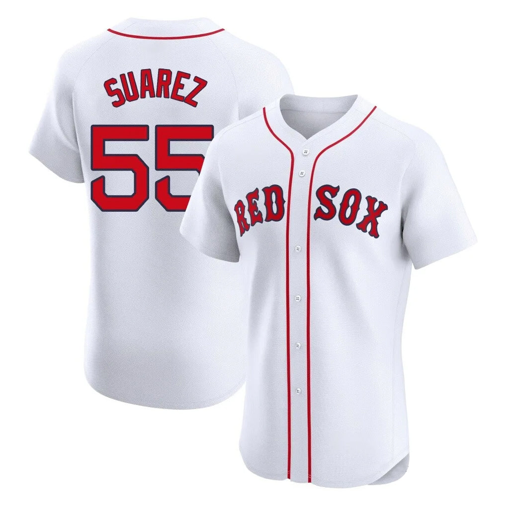 Tlead B.Red Sox #55 Ranger Su¡§¡érez Player White Limited Elite Home Game Stitched Jerseys