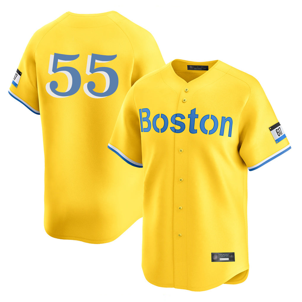 Tlead B.Red Sox #55 Ranger Su¡§¡érez Player Yellow Limited Home Game Stitched Jerseys