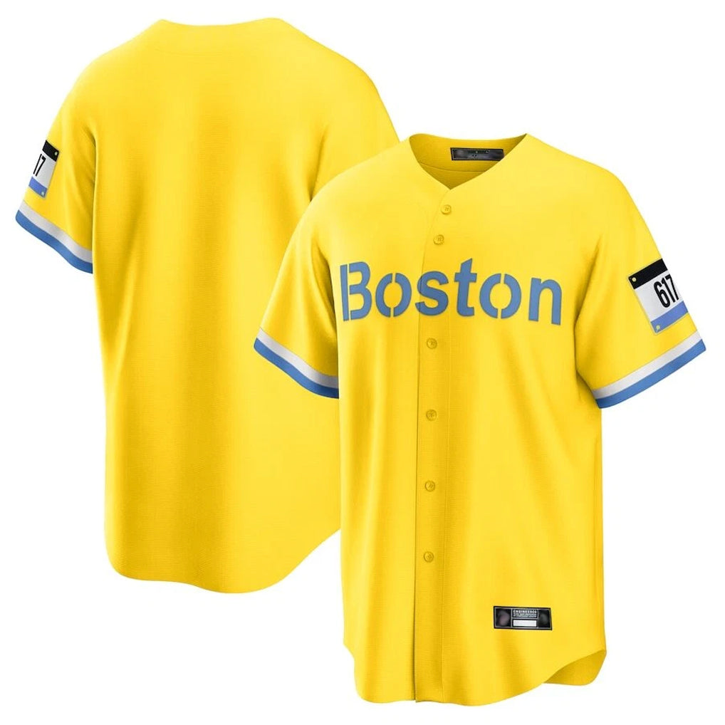 Tlead B.Red Sox Blank Player Yellow Home Game Stitched Jerseys