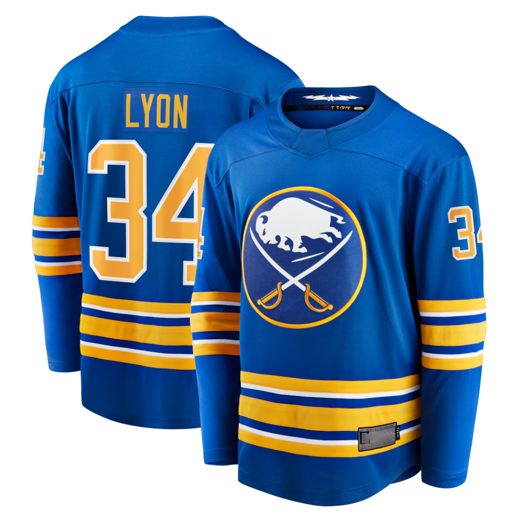 Tlead B.Sabres #34 Alex Lyon Royal Home Breakaway Stitched Jerseys