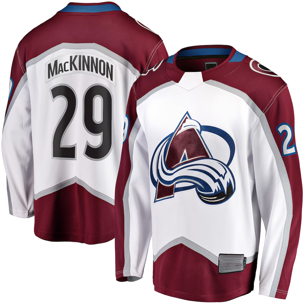Tlead C.Avalanche #29 Nathan MacKinnon White Breakaway Jerseys