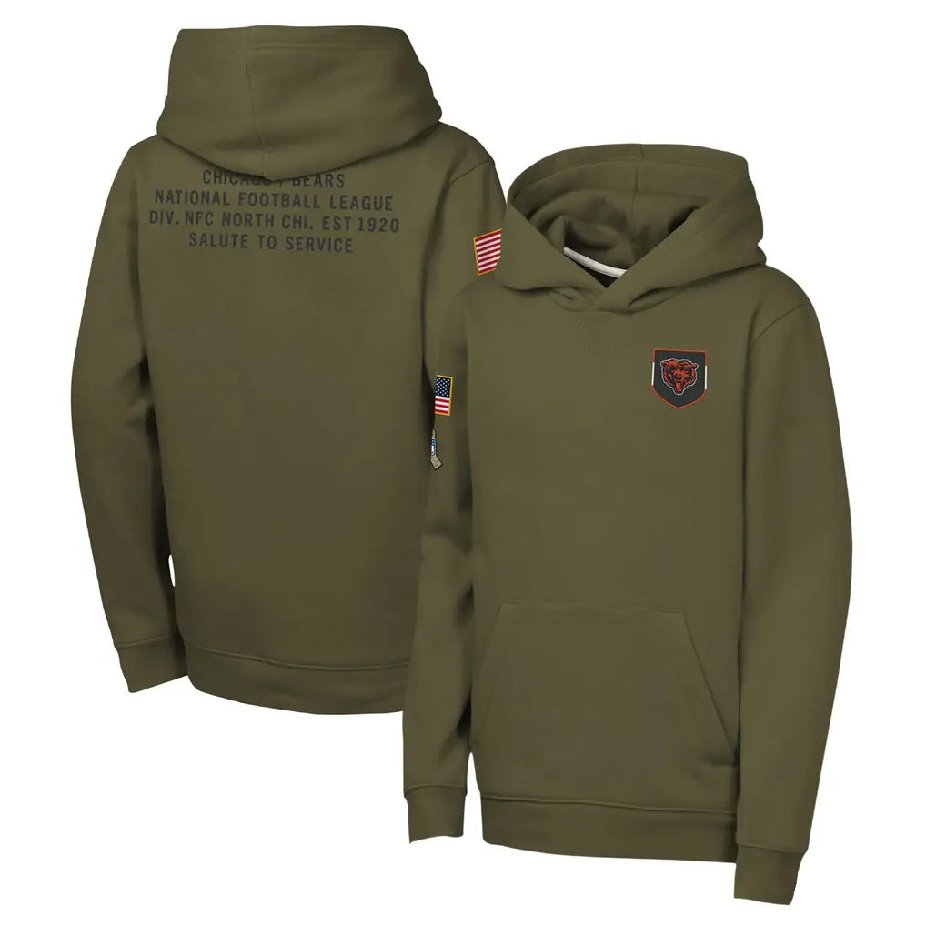 Tlead C.Bears Olive Salute to Service Pullover Hoodies Limited Game Blank Player Stitched Jerseys