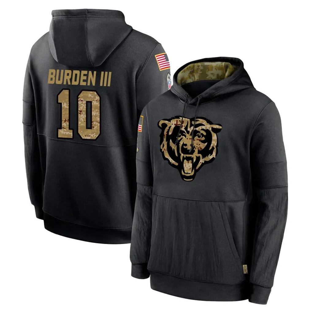 Tlead C.Bears #10 Luther Burden III Player Black Salute to Service Pullover Hoodies Limited Stitched Jerseys