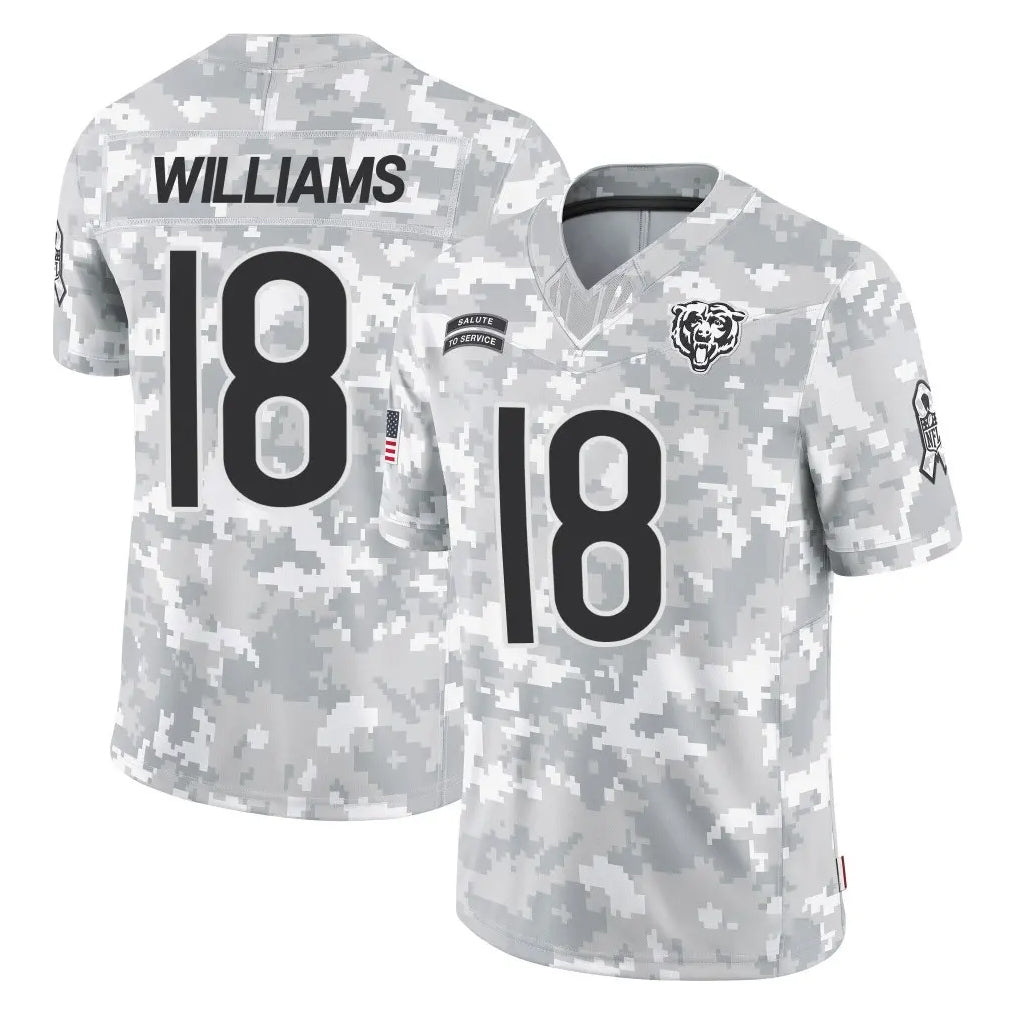 Tlead C.Bears #18 Caleb Williams Player Arctic Camo Salute to Service Limited Stitched Jerseys