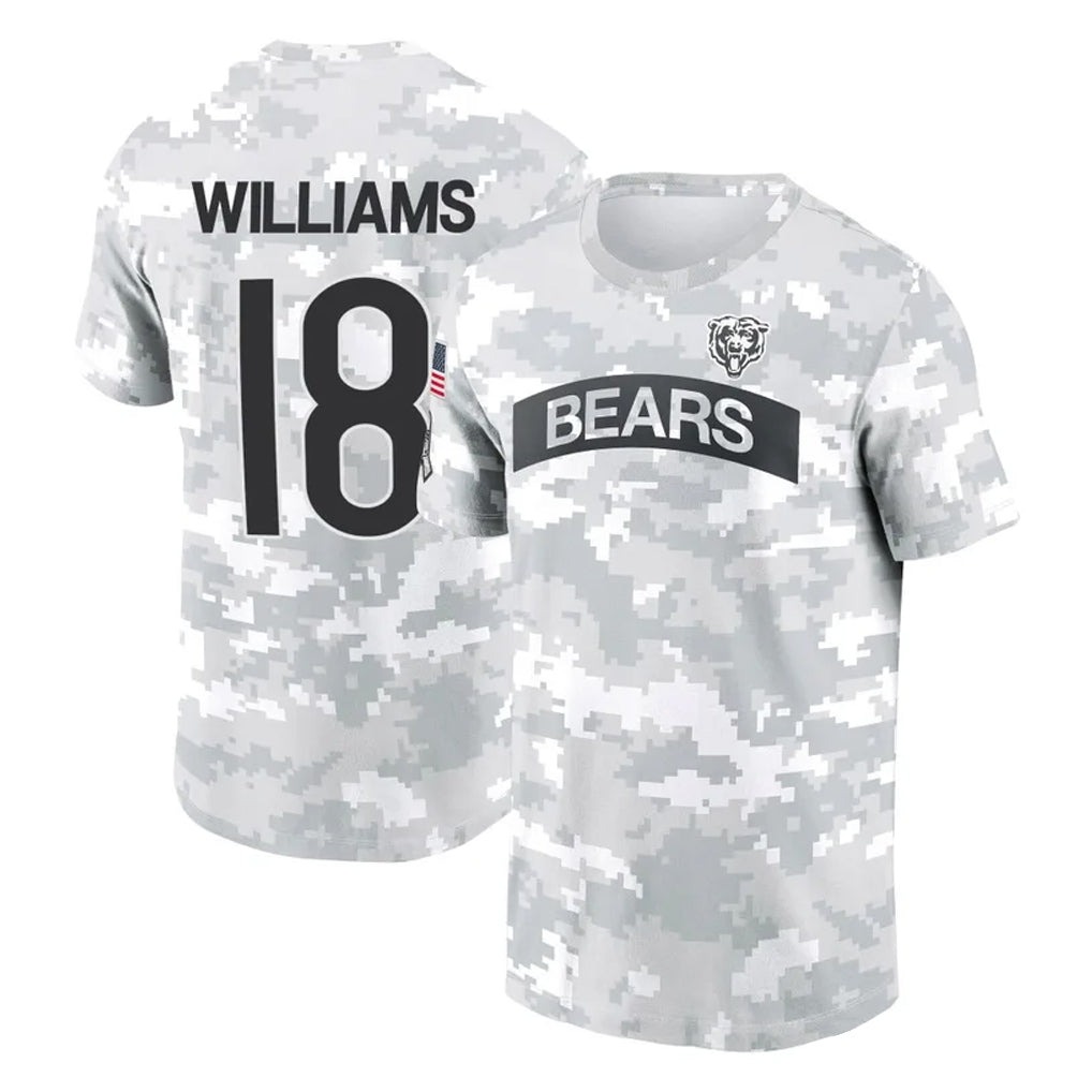 Tlead C.Bears #18 Caleb Williams Player Arctic Camo Salute to Service Performance T-Shirt Limited Stitched Jerseys