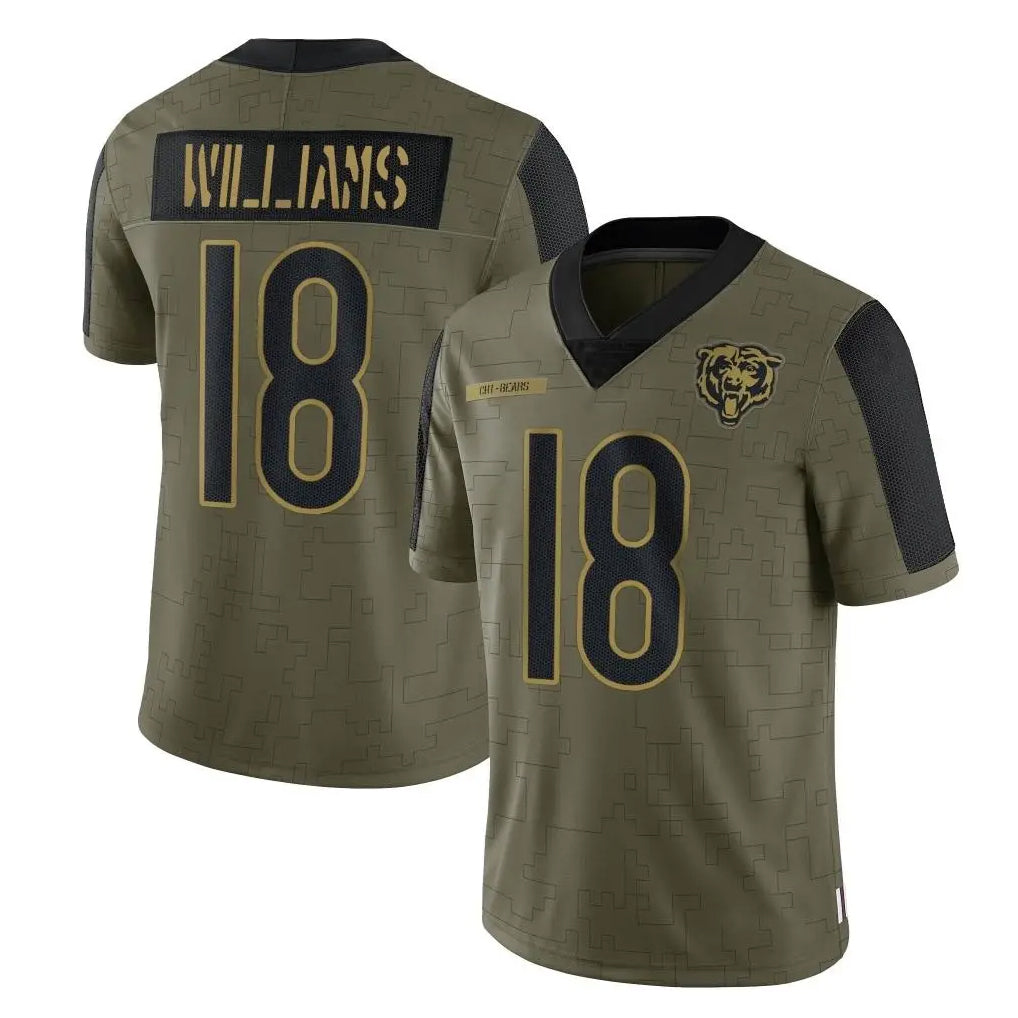 Tlead C.Bears #18 Caleb Williams Player Olive Salute to Service Limited Stitched Jerseys