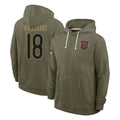 Tlead C.Bears #18 Caleb Williams Player Olive Salute to Service Pullover Hoodies Limited Stitched Jerseys