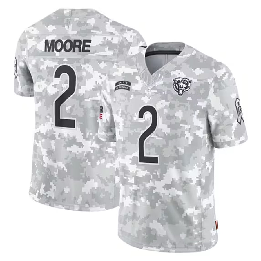 Tlead C.Bears #2 D.J. Moore Player White Arctic Camo Salute to Service Limited Stitched Jerseys