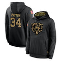 Tlead C.Bears #34 Walter Payton Player Black Salute to Service Pullover Hoodies Limited Stitched Jerseys